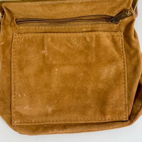 Patricia Nash Brown Leather Womens Clutch Purse Brass Frame Embossed Floral Logo - Picture 14 of 15